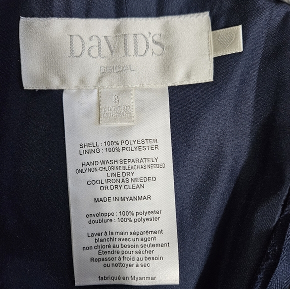 David's Bridal- Navy Bridesmaid Dress (8) - Picture 4 of 5
